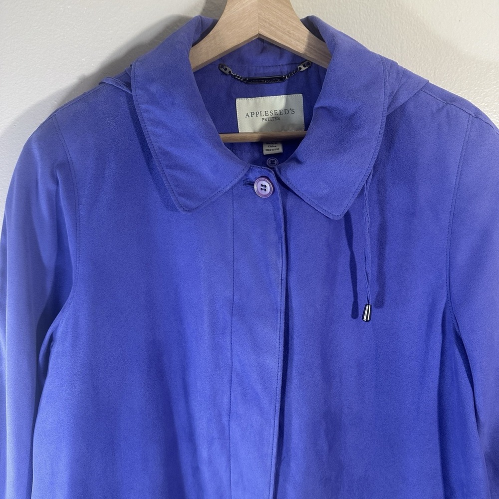 Appleseed's Women's Petite Large Women's Purple Faux‎ Suede Button Front Coat - Picture 7 of 11